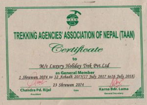 TAAN certificate